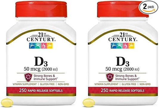 21st Century D3 2000 IU Softgels, 250 Count 2)
