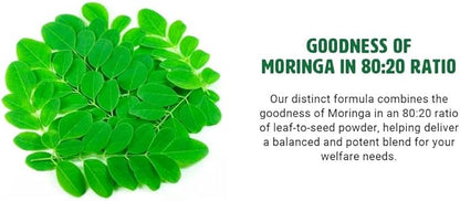 Moringa Oleifera Leaf and Seed Powder (80:20) Ratio 180 Capsules, 90 Servings, 1000 mg. 1.