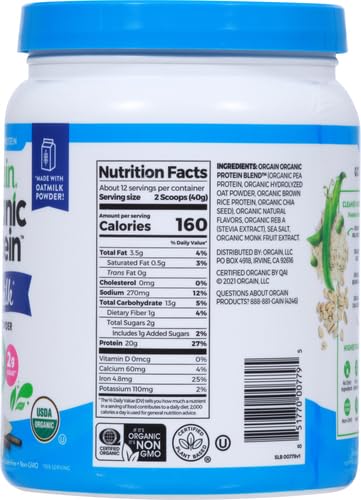 Orgain Organic Vegan Protein Powder + 20g Plant 1.05lb