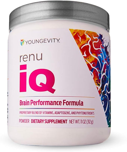 Youngevity Renu iQ™ - Brain Boost, Anti-Aging, Resveratrol Supplement with Grape Skin, Bacopa Monnieri, Rhodiola Root, Polygonum Cuspidatum Root - Natural Energy - (312g)