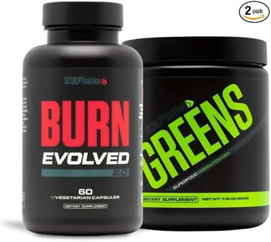 Sculpt Nation by V Shred Burn 2.0 and Premium Greens Unflavored Bundle
