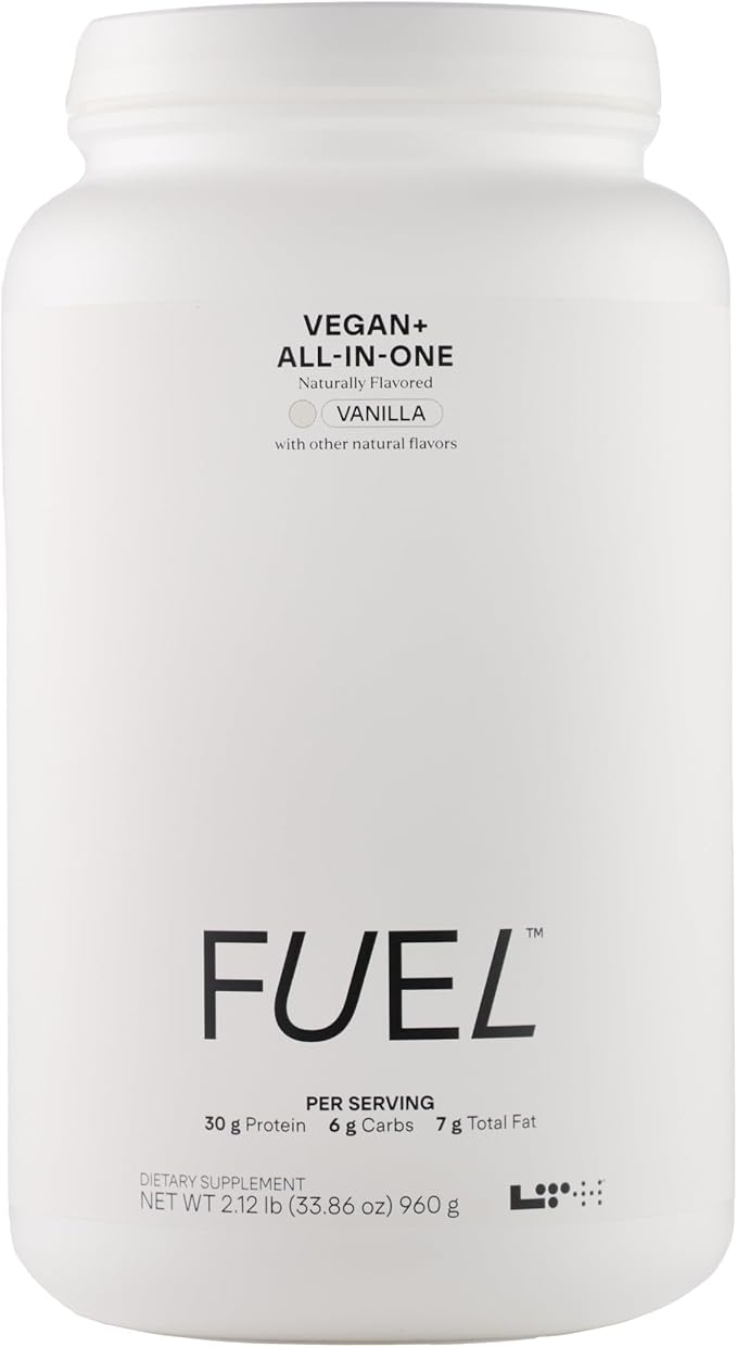 Fuel Vegan & All-in-One - Trusted by Life Time Fitness Members - 30g Protein - Plant-Based Protein Meal Replacement - Vitamins, Minerals, Digestive Enzymes & Probiotics - Vanilla, 20 Servings