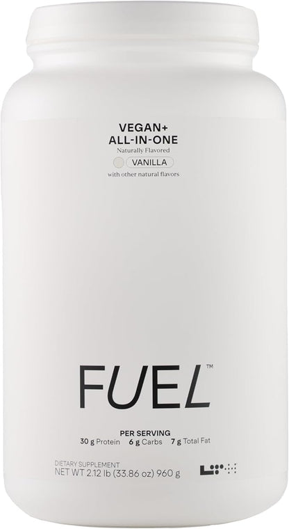 Fuel Vegan & All-in-One - Trusted by Life Time Fitness Members - 30g Protein - Plant-Based Protein Meal Replacement - Vitamins, Minerals, Digestive Enzymes & Probiotics - Vanilla, 20 Servings