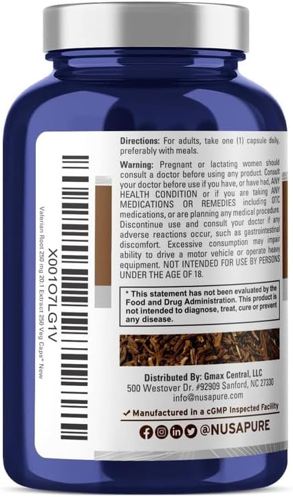NusaPure Valerian Root 5000 mg Per 250 Count,