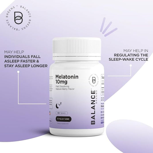 Melatonin 10mg, 100% Drug Free, Fast-Dissolve 120 Tablets