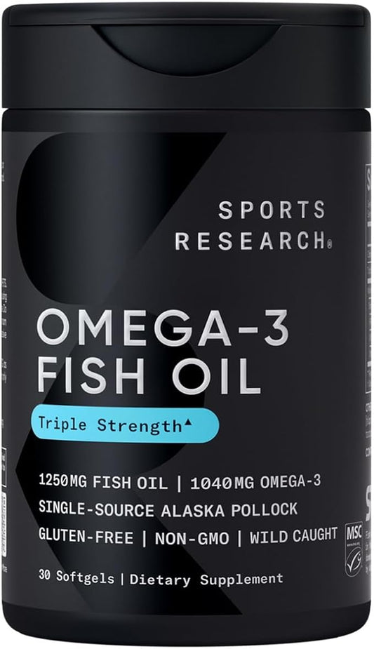 Sports Research Triple Strength Omega 3 1250mg from Omega3s EPA 30 Softgels