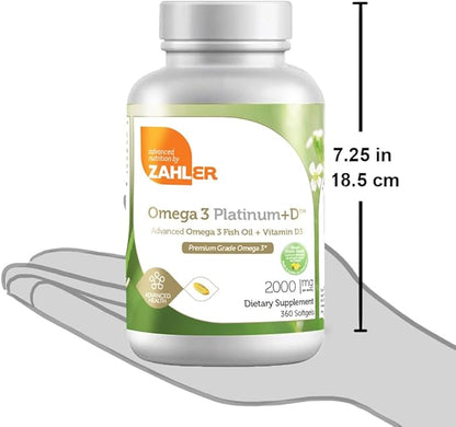 Zahler Omega 3 with Vitamin D - Omega D3 Fish Oil with Vitamin D3, 600 mg of EPA and 400 mg of DHA - Kosher Omega 3 Supplement for Women and Men - Omega 3 Fish Oil 2000mg per Serving (360 Softgels)