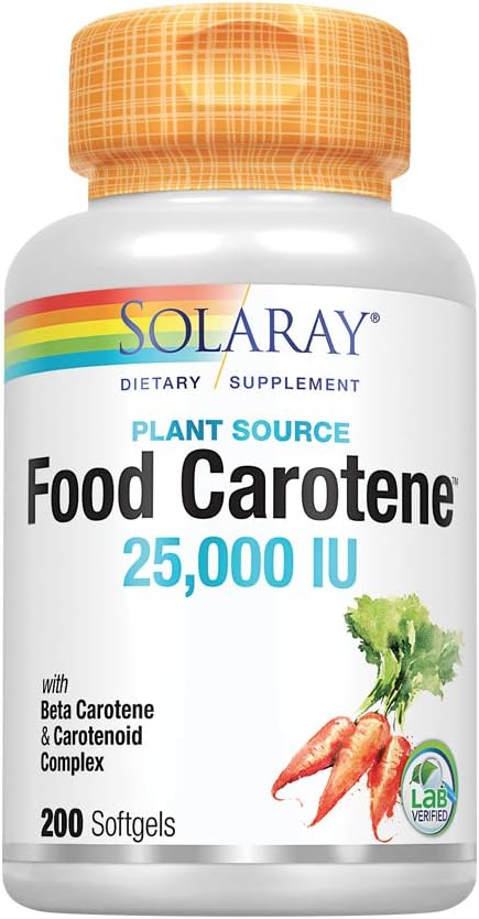 Solaray Food Carotene, Vitamin A as 25000IU Carotenoids (076280041217) (200 (200 CT)