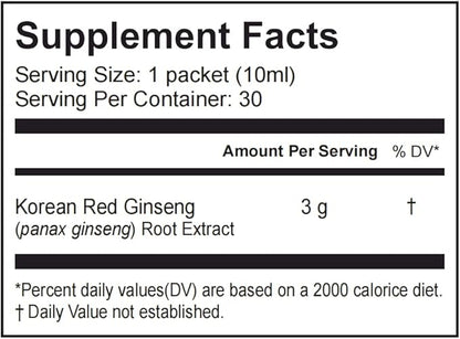 Korean Red Panax Ginseng Extract Liquid 3000 mg, 100% Pure 10 ml 30 Packets