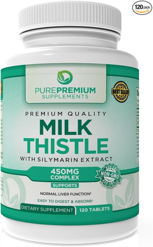 PurePremium Milk Thistle Supplement with Silymarin Extract 450MG Complex 4 Months 120 Tablets
