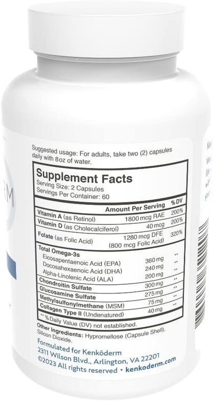 Kenkoderm Multivitamin for Psoriasis, Skin Care 120 Capsules 3, Vitamin 60 Day