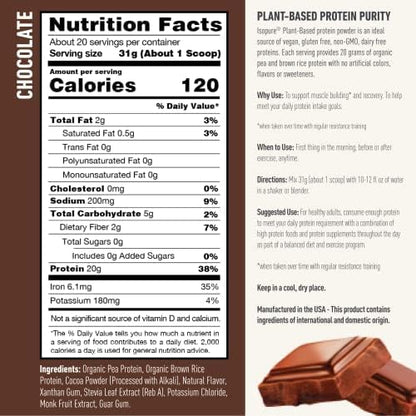 Isopure Chocolate Vegan Protein Powder, 20 Servings