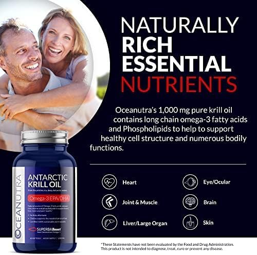 100% Pure Krill Oil 1000mg, Omega 3, Highest 56% Phospholipids,