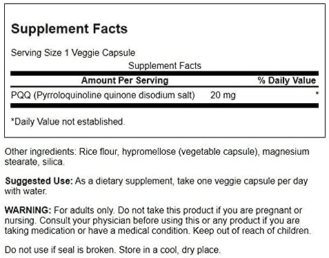 Swanson Pqq Pyrroloquinoline Quinone 20 mg 30 Veg Caps 4 Pack