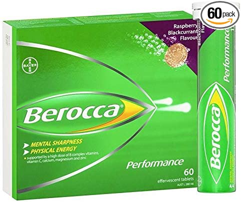 Berocca Energy Vitamin Raspberry Blackcurrant Effervescent Tablets 60 Pack