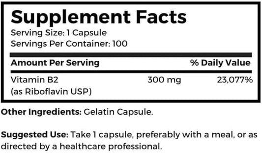 Dr. Clark Vitamin B2 Supplement, 300mg, 100 Gelatin