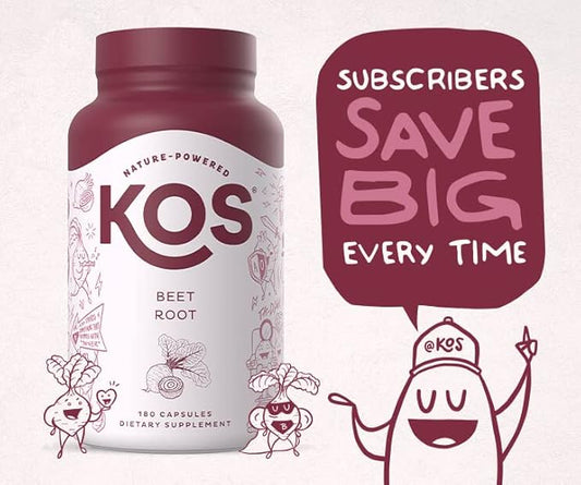 KOS Organic Beet Root Capsules 1500mg - Superfood Powder - Supports Healthy & Active Lifestyle - 180 Capsules