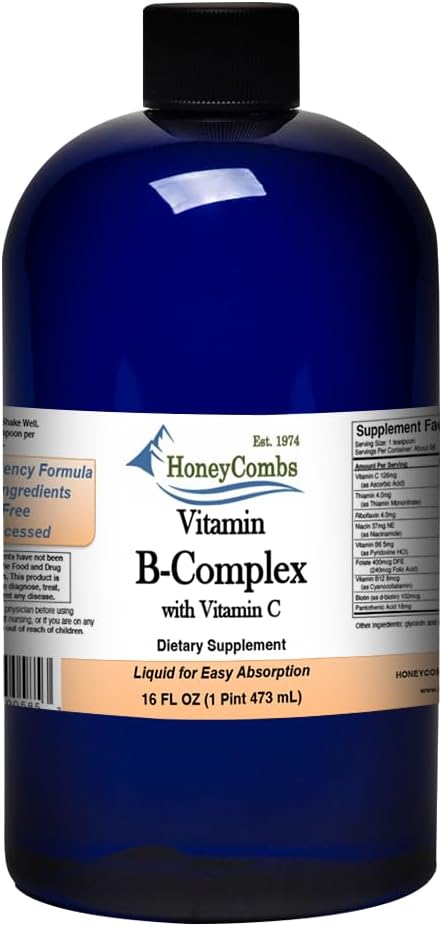 HoneyCombs Vitamin B Complex Drops – B1, B2, B2, B3, B3, B5, B5, B6, B6, B7, B7, B9, B9, B12 B12 & 16 Fl