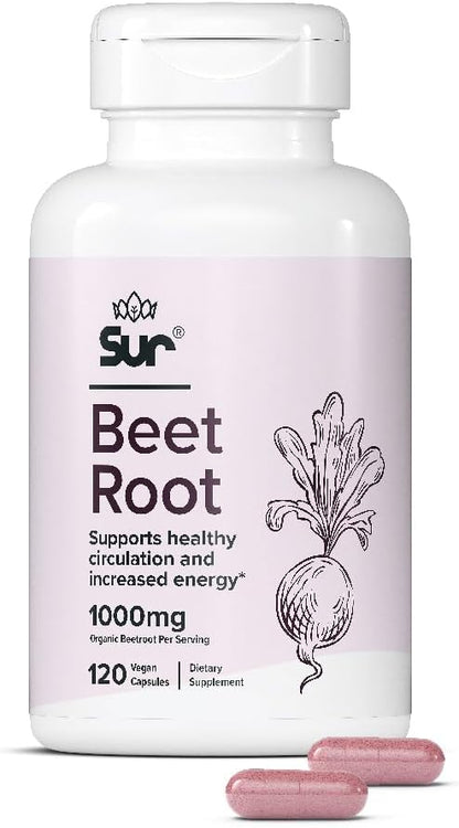 Sur Organic Beet Root Capsules 1000mg (120 Capsules)