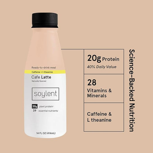 Soylent Complete Coffee Meal Replacement Shake, 20g Vegan 1g Sugar, 14oz (12 (12 Pack)