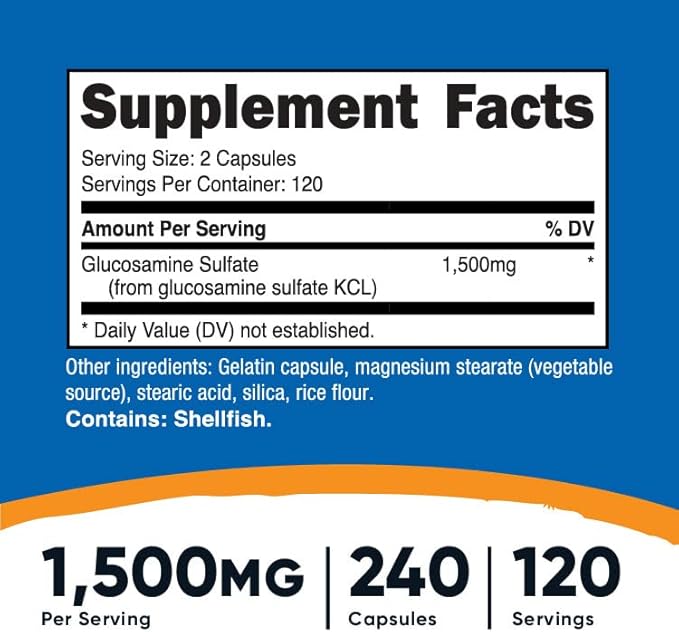 Nutricost Glucosamine Sulfate 750mg, 240 Capsules (1500mg Per