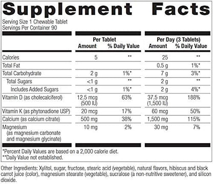 Bariatric Advantage Calcium Citrate Chewable 500mg D3 for 90 Count