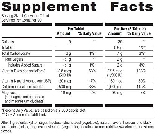 Bariatric Advantage Calcium Citrate Chewable 500mg D3 for 90 Count