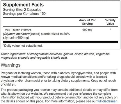 Vitacost Milk Thistle Extract 600 mg 300 Capsules