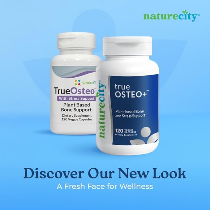 True-Osteo+ Plant-Based Supplement for Bone Strength D3, Vitamin K2, Silicon, (360 Veggie