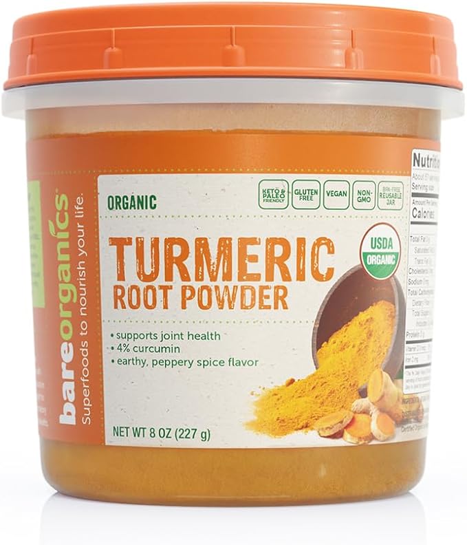 BareOrganics Turmeric Root Powder Superfood, Dietary 8 Oz