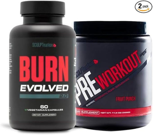 Sculpt Nation by V Shred Burn Evolved 2.0 and Pre Workout Fruit Punch Bundle
