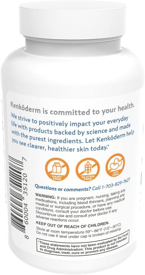 Kenkoderm Multivitamin for Psoriasis, Skin Care 120 Capsules 3, Vitamin 60 Day
