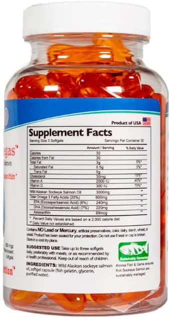 Wild Alaskan Sockeye Omegas Salmon Fish Omega-3 EPA 90 Softgel