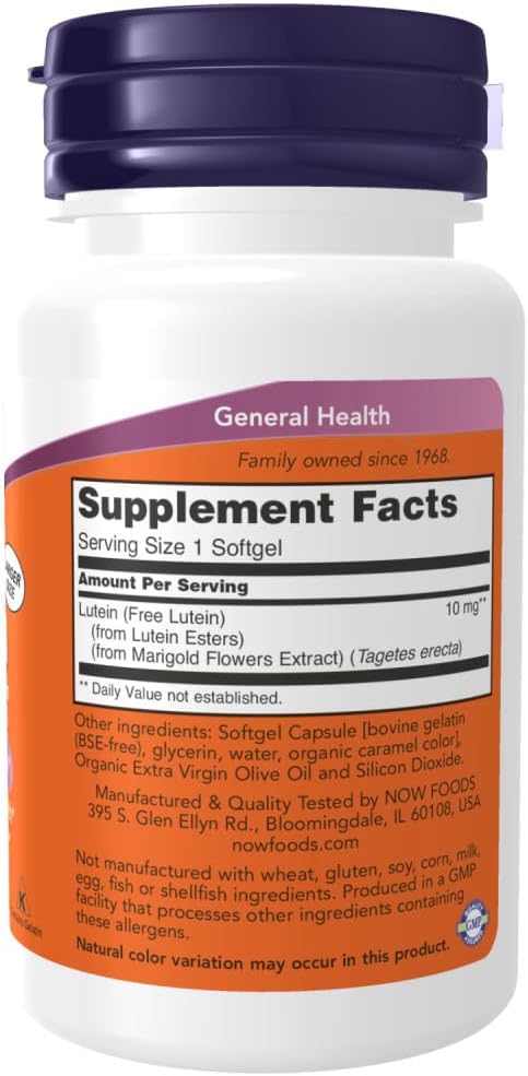 NOW Supplements, Lutein 10 mg 10 mg 120 Softgels