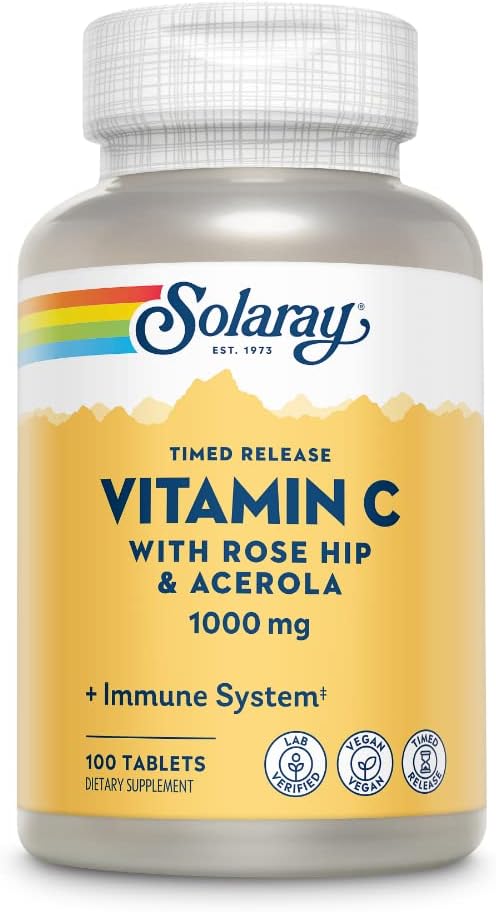 SOLARAY Vitamin C w/Rose HIPS & 1000mg, Two-Stage (100 Servings, 100 Tablets)