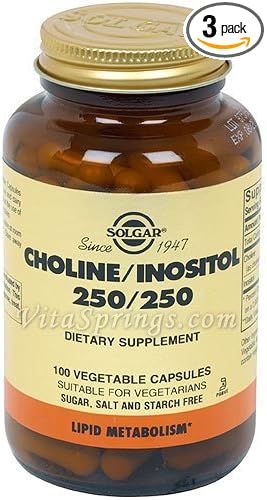 Solgar Choline/Inositol 250/250mg 100 Vcaps 3-Pack