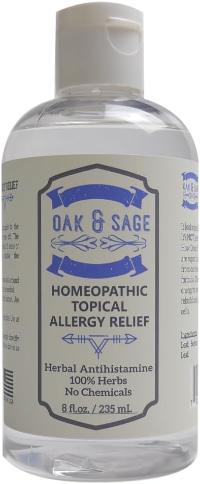 OAK & SAGE Homeopathic Topical Allergy Relief 8oz - 100% Herbs,