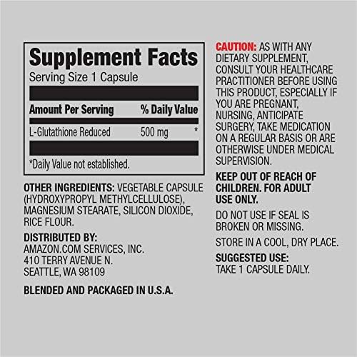 Amazon Elements Glutathione, 500mg, 60 Capsules, 2 month