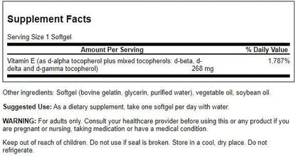 Swanson Vitamin E Mixed Tocopherols 400 (268 Milligrams) 250 Sgels