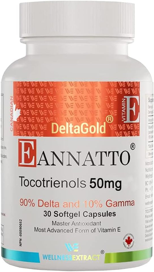 Eannatto Tocotrienols Deltagold Vitamin E Supplements (50MG 30 30 Softgels).