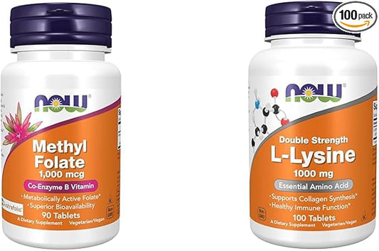 NOW Supplements, Methyl Folate 1,000 mcg, 90 Tablets 1,000 mg, 100 Tablets