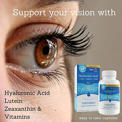 HylaVision Eye Health Supplements: Hyaluronic Acid, (120 Capsules)—