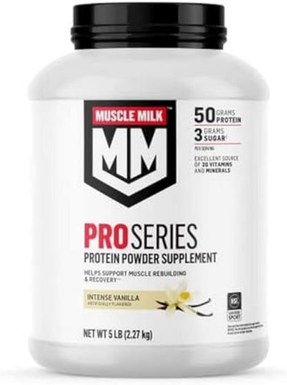Muscle Milk Pro Series Protein Powder 5 Pound, 28 Servings, 50g Protein, 3g Sugar, 20 Vitamins