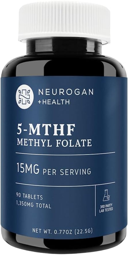 L-5-MTHF Methyl Folate Supplement, 15 mg - Active Folic Acid for Enhanced Absorption - Vegan, Gluten-Free & Non-GMO - Supports Cognitive, Cardiovascular & Mood Health - Made in USA, 90-Day Supply