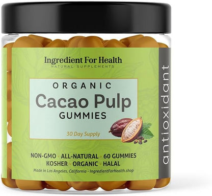 Organic Cacao Pulp Gummies 30 Day Supply 60 Count Natural Antioxident Gummies