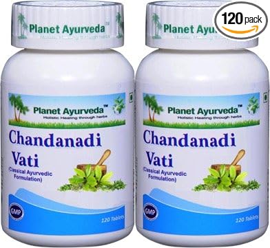 Planet Ayurveda Chandanadi Vati - 2 Bottles (Each 120 Tablets, 500mg) - Ayurvedic Remedy