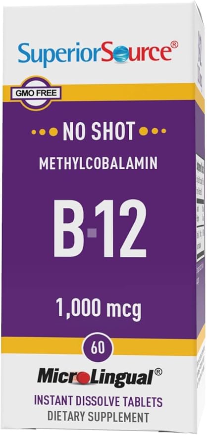 Superior Source No Shot Vitamin B12 1000 mcg, 60 Count, B12, Supports