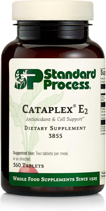Standard Process Cataplex E2 - Whole Food Heart Health and Antioxidant with D-Alpha Tocopherol Vitamin E, Spanish Moss, Ascorbic Acid, Oat Flour, Inositol, Selenium - 360 Tablets