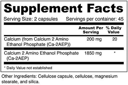 Wellness Resources Calcium AEP - Nerve Support Supplement for Cellular Protection, Longevity, Cell Membrane Health & Myelin Sheath Support - 925mg Ca-2-AEP Per Capsule (90 Capsules)
