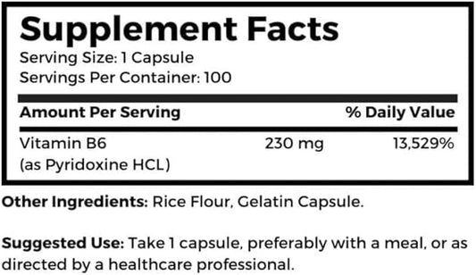 Dr. Clark Vitamin B6 Supplement, 230mg, 100 Capsules
